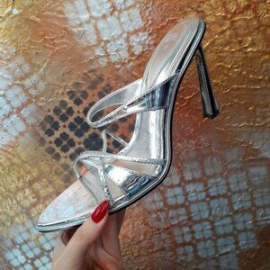Zara Elegant Silver Strappy Heels